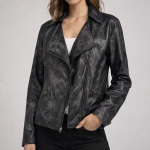 JOCKEY Leather Look Zip Moto Jacket Sz M
